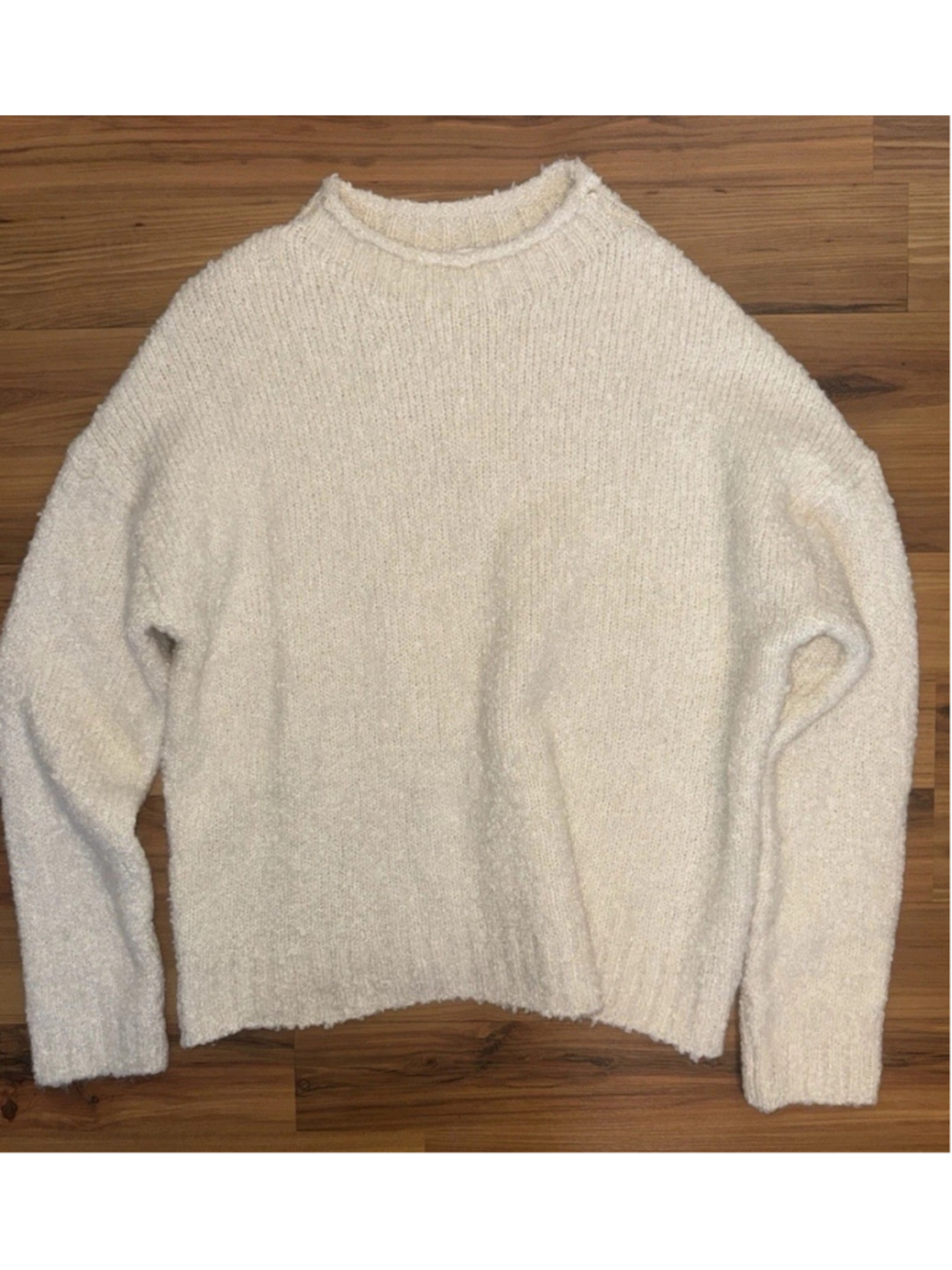 J.Crew 2023 Roll Neck Boucle Sweater XL Wool Alpaca Cream Cozy Chunky Knit